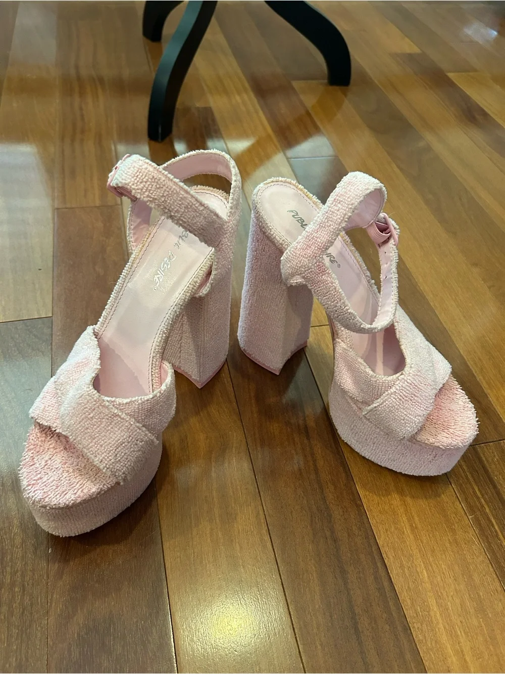 Public Desire Pink Terrycloth Platform Block Heels